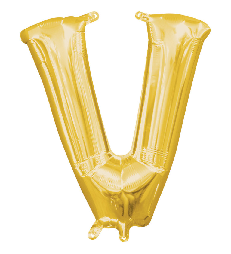 Fóliový balónik "V" - mini zlatý