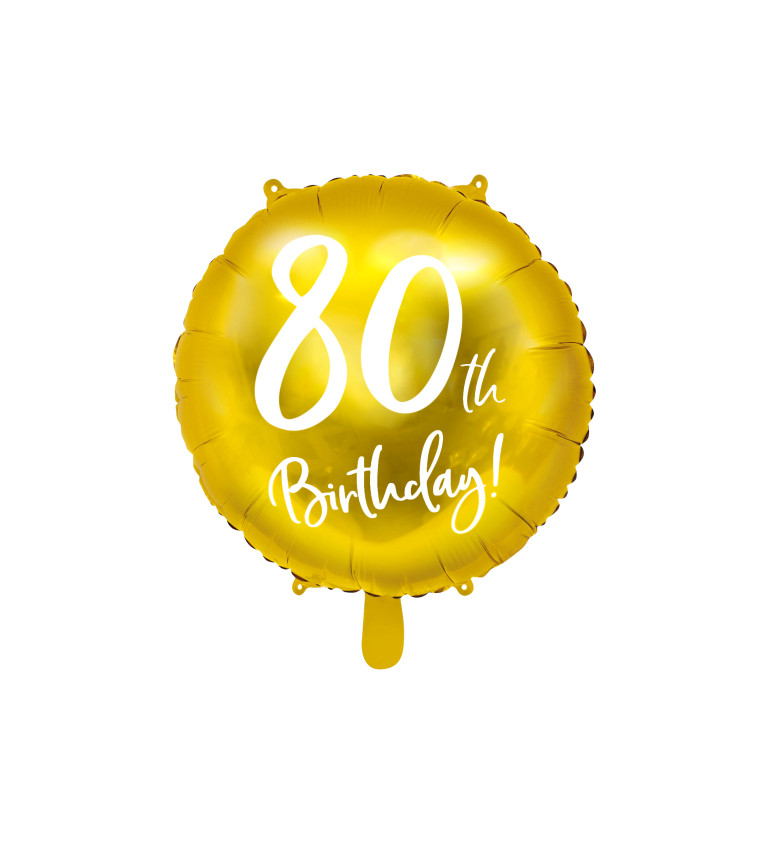 Fóliový balón 80. narodeniny, zlatý