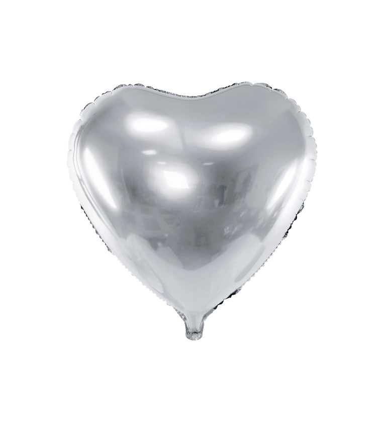 Fóliový balónik Srdce, strieborný