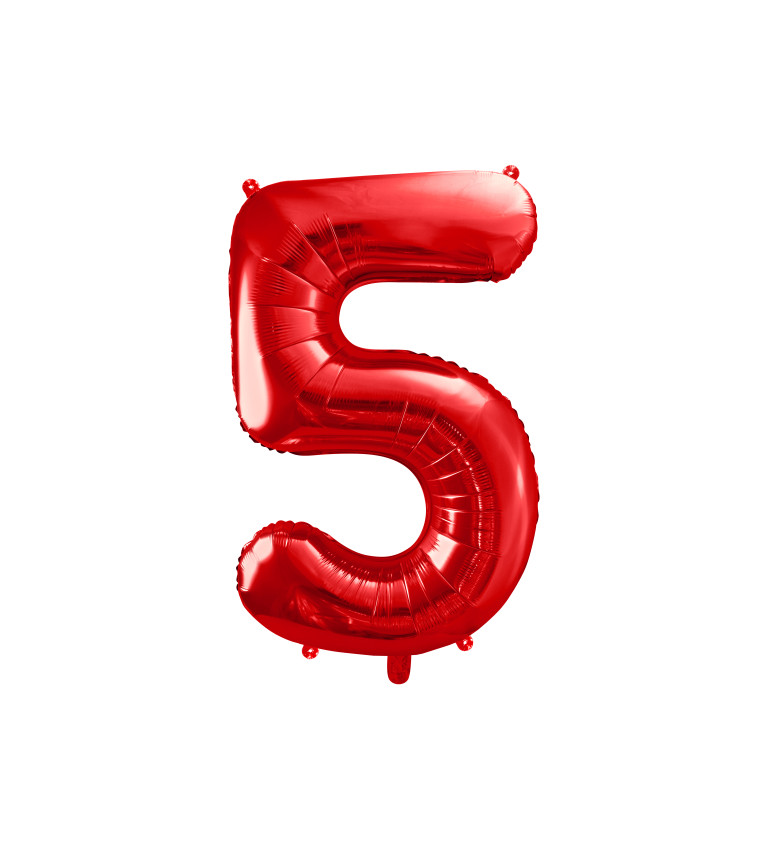 Fóliový balónik ''5'', červený