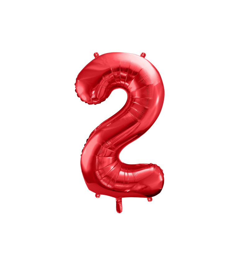 Fóliový balónik ''2'', červený