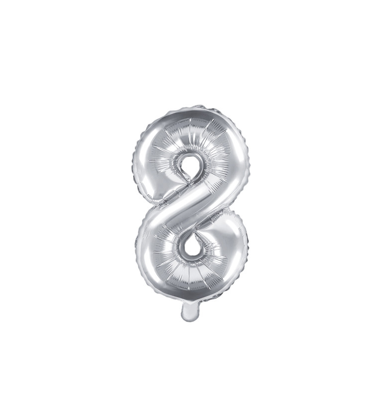 Fóliový balónik "8" - strieborný mini