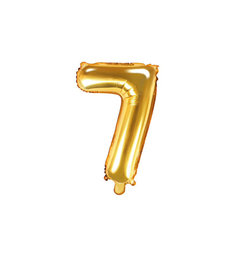 Fóliový balónik "7" - zlatý mini