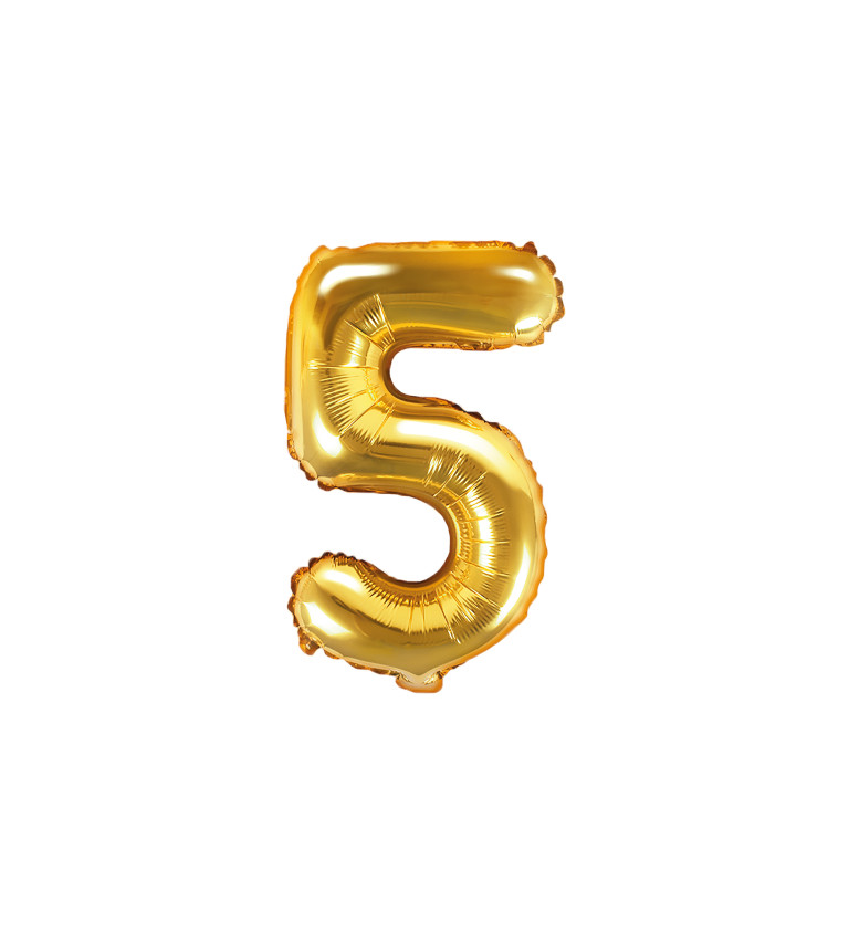 Fóliový balónin "5" - zlatý mini