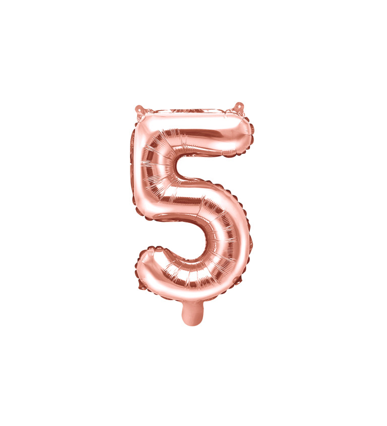 Fóliový balónik "5" - rose gold mini