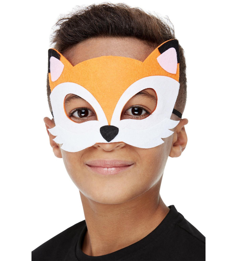 Detská plstená maska líšky, oranžová
