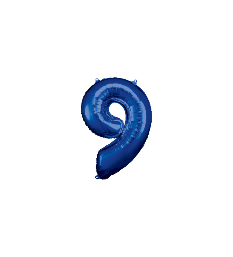 Fóliový balónik "9" - modrý