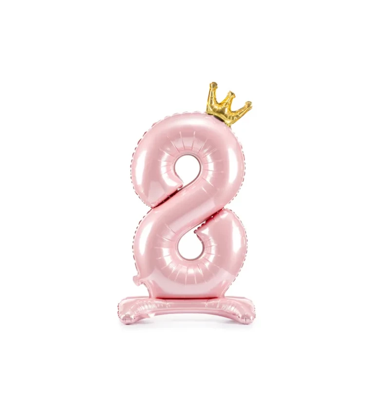 Fóliový balónik "8", ružový stojací