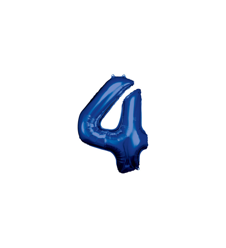 Fóliový balónik "4" - modrý