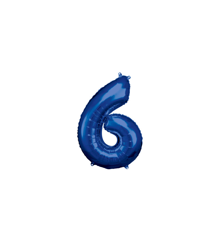 Fóliový balónik "6" - modrý