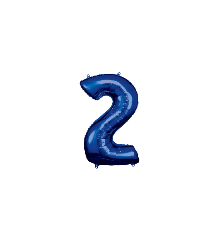Fóliový balónik "2" - modrý