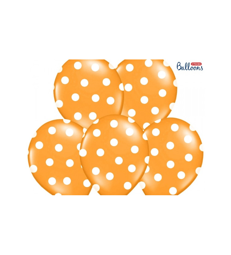 Latexové balóniky - oranžové s bielymi bodkami