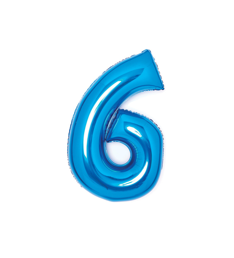 Fóliový balón "6" - modrý 68 cm