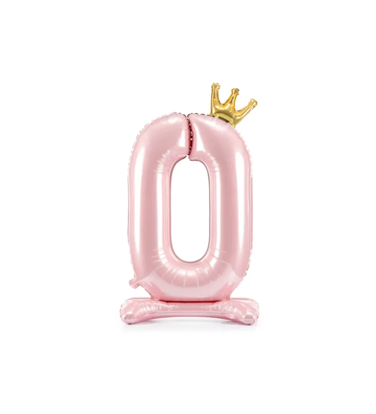Fóliový balónik "0", ružový stojací