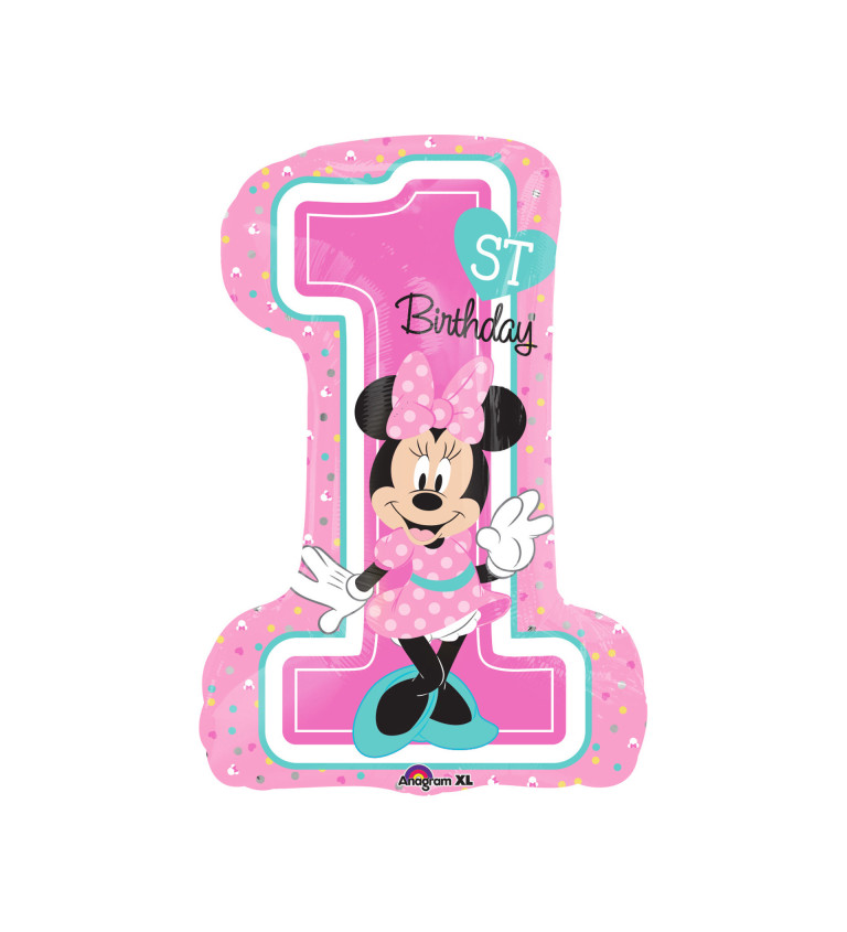 Fóliový balónik "1" narodeniny - Minnie
