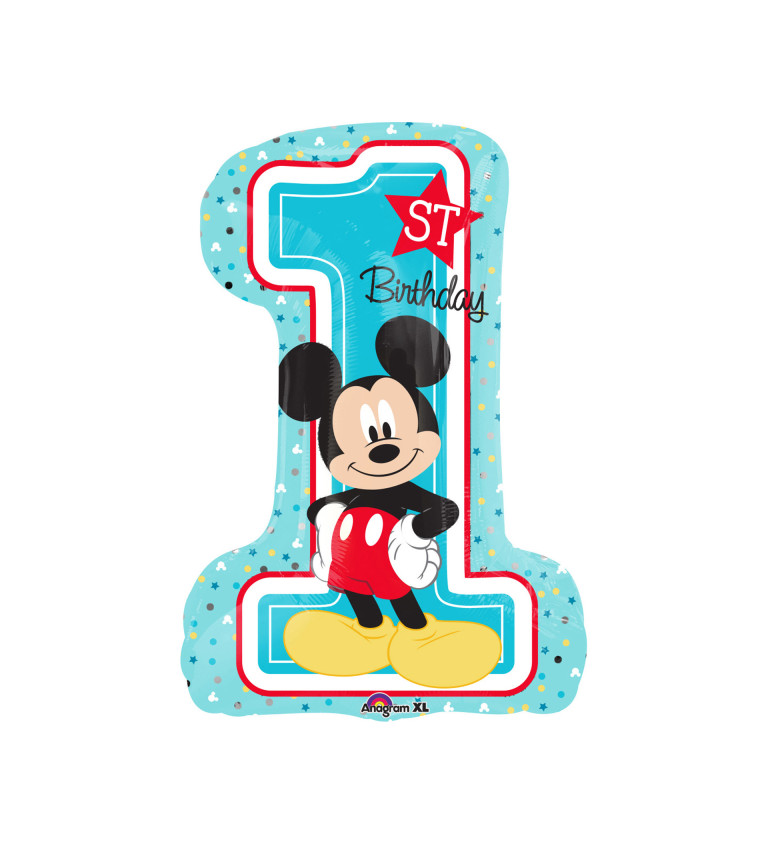 Fóliový balónik "1" narodeniny - Mickey