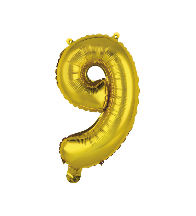 Fóliový balónik "9", mini zlatý