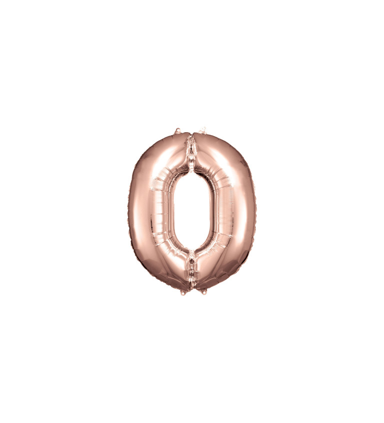 Fóliový balónik "0", rose gold 88cm