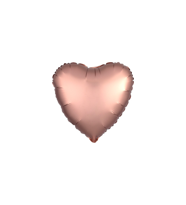 Fóliový balónik Srdce, ružovo-medený satén