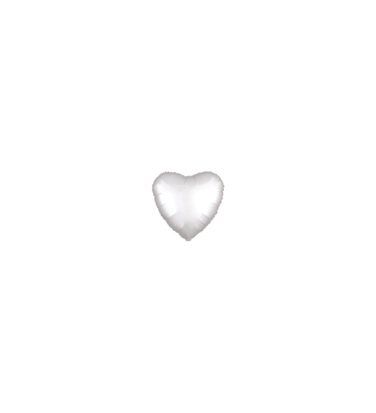 Fóliový balónik Srdce, biely satén