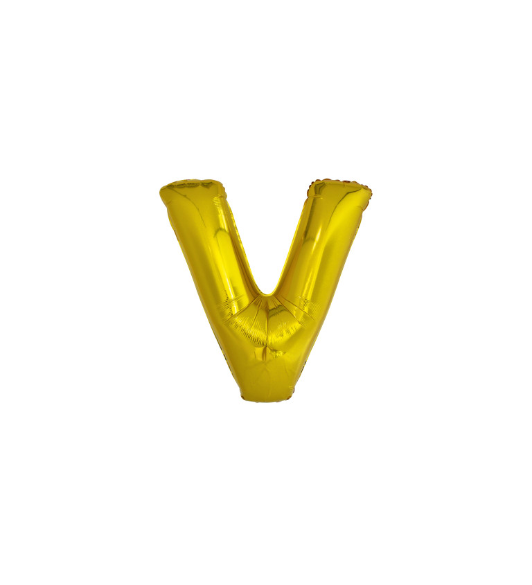 Fóliový balónik "V" - zlatý 86cm