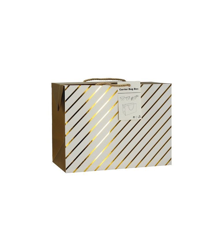 Darčeková taška S 18x12x9 cm so zlatými prúžkami