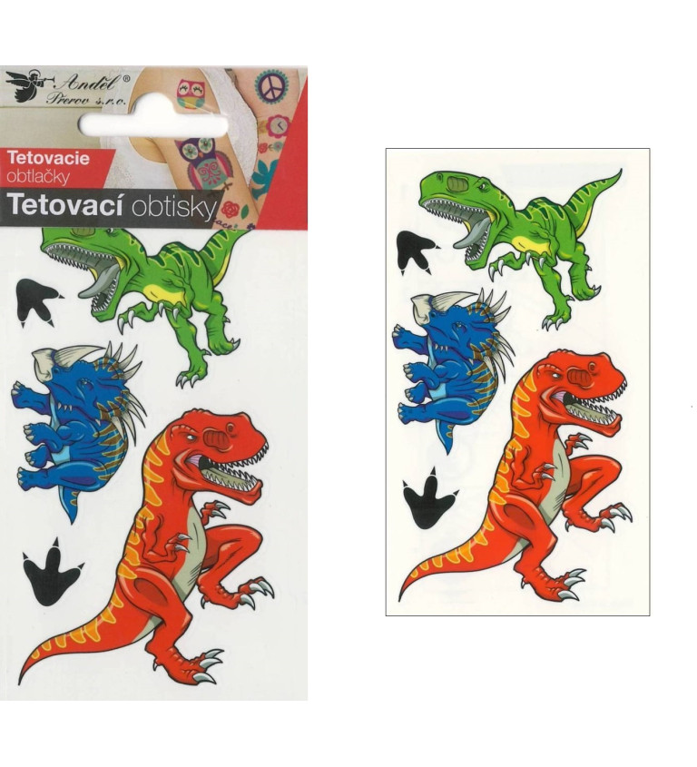 Tetovacie obtlačky 10,5x6 cm- veľkí dinosauri