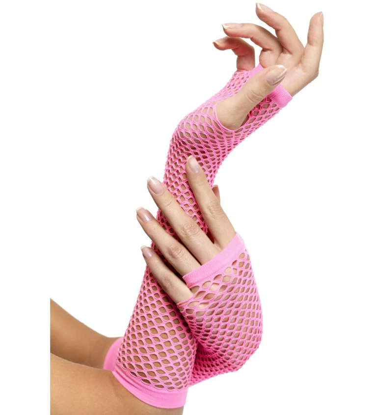 Ružové sieťované rukavice