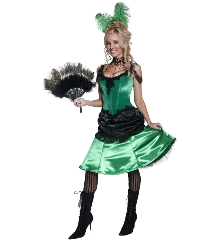 Kostým - Kankánová tanečnica zelená