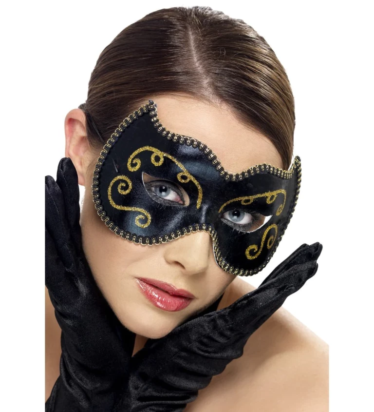 Perzská maska ​​- čierno-zlatá