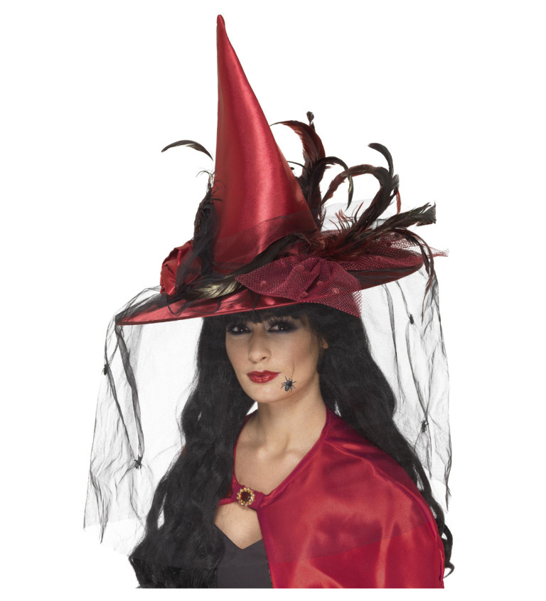 Čarodejnícky klobúk deluxe - červený