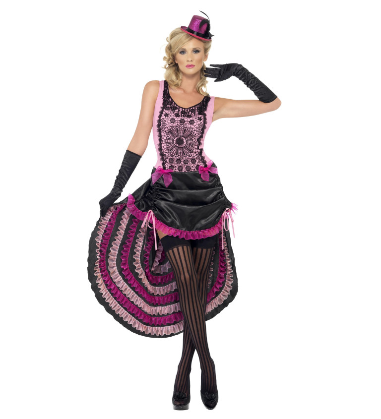 Kostým tanečnice Burlesque - ružovo-čierny