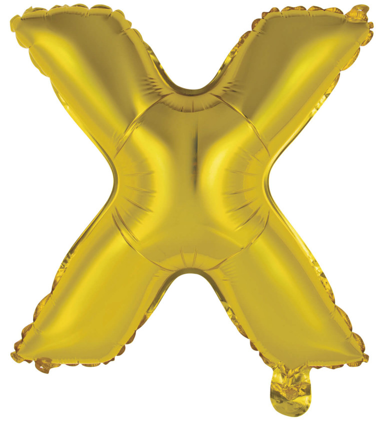 Fóliový balónik "X" - mini zlatý
