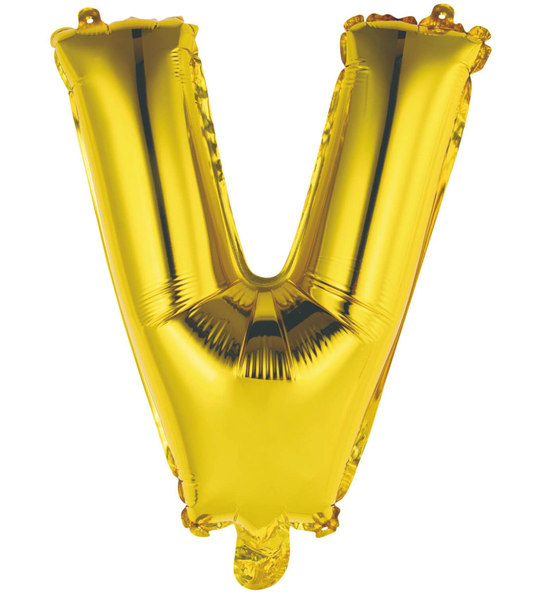 Fóliový balónik "V" - zlatý mini