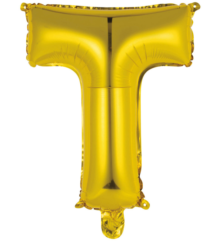 Fóliový balónik "T" - zlatý mini