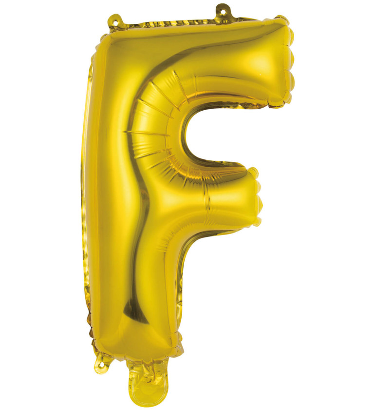 Fóliový balónik "F" - mini zlatý