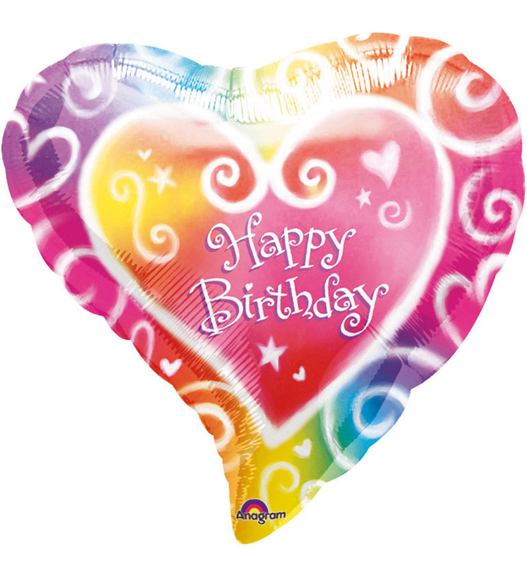Fóliový balónik Happy Birthday, srdce