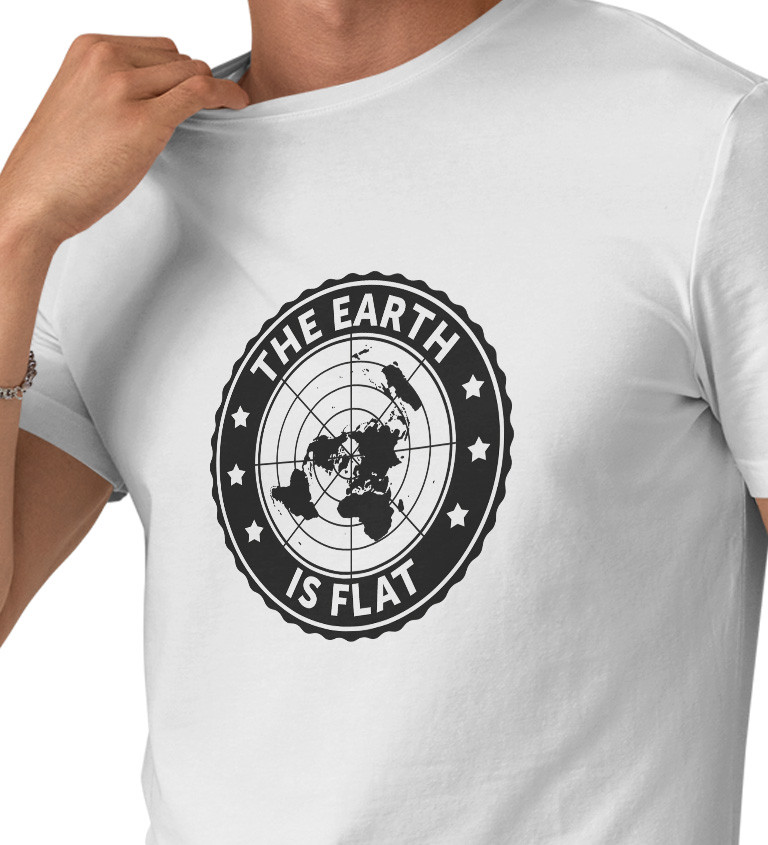 Pánske tričko biele - Zem je plochá