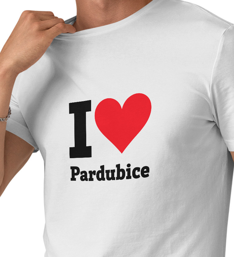 Pánske tričko biele - I love Pardubice