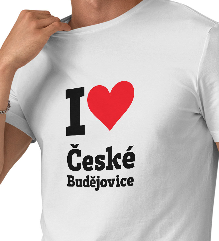 Pánske tričko biele - I love České Budějovice