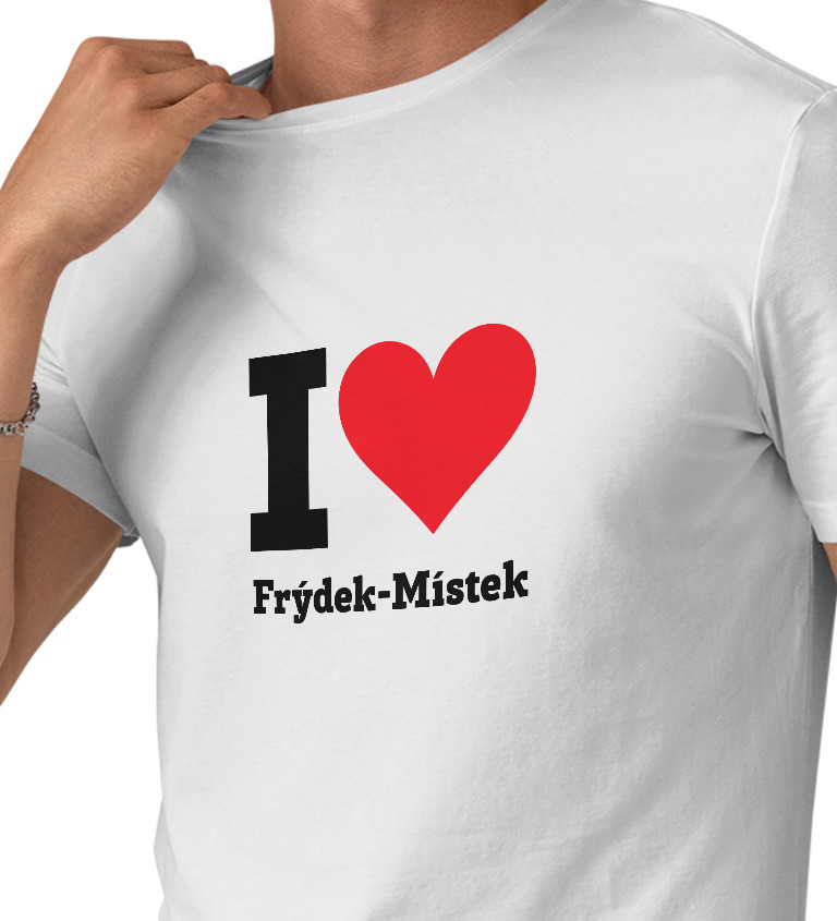 Pánske tričko biele - I love Frýdek-Místek