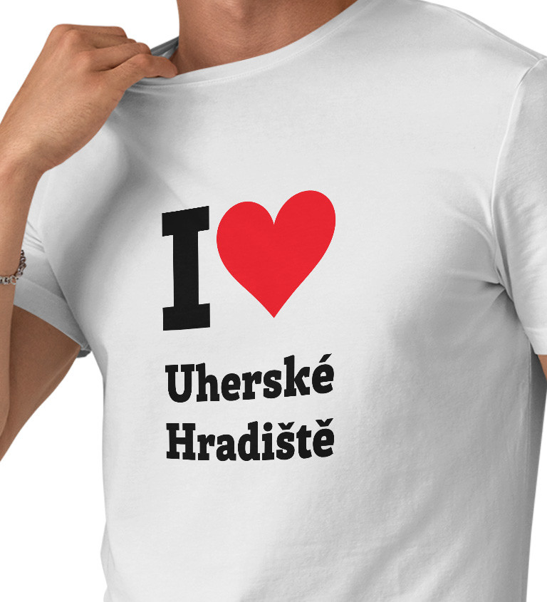 Pánske tričko biele - I love Uherské Hradiště