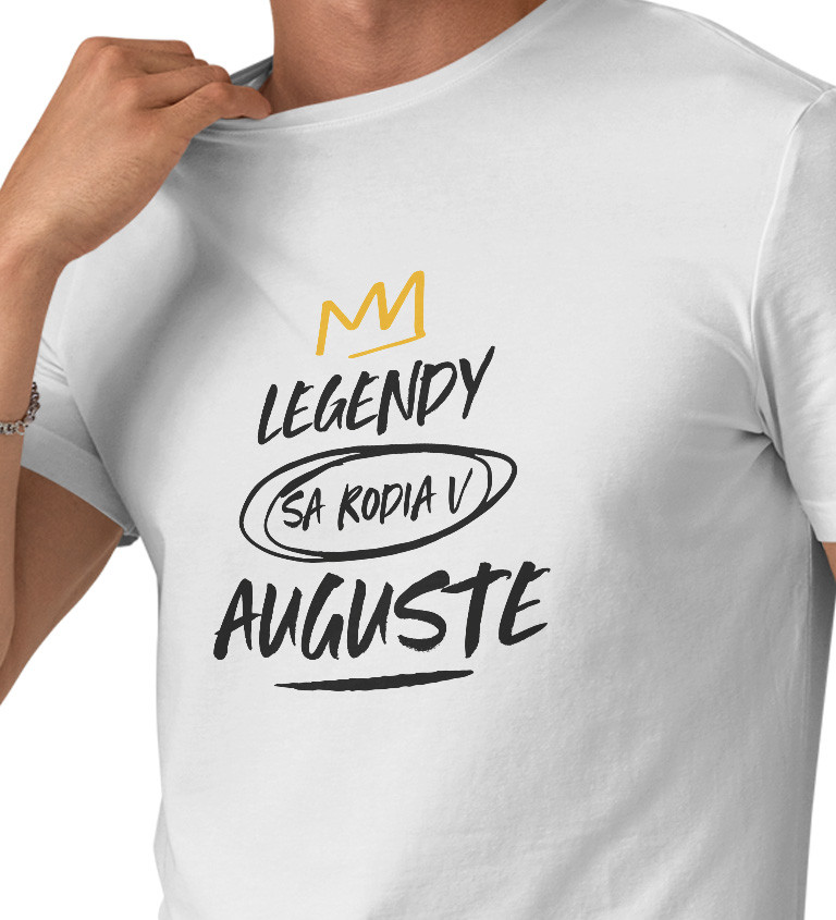 Pánske tričko biele - Legendy sa rodia v auguste