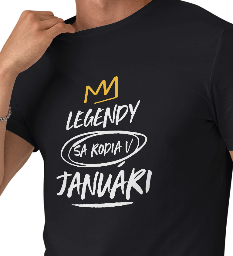 Pánske tričko čierne - Legendy sa rodia v januári