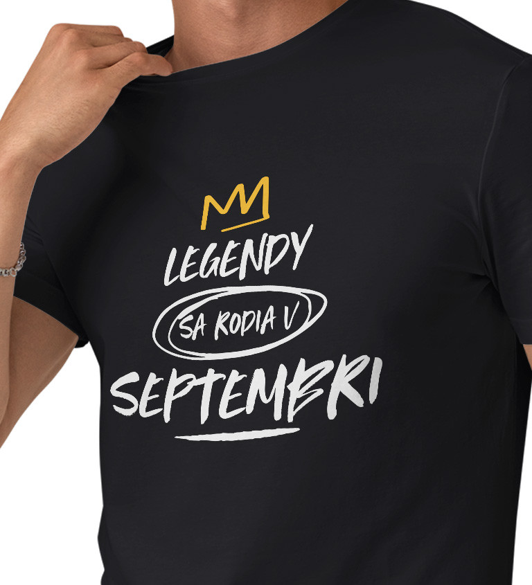 Pánske tričko čierne - Legendy sa rodia v septembri