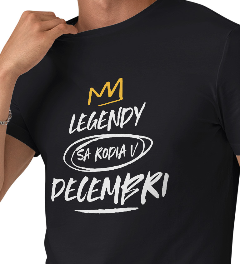 Pánske tričko čierne - Legendy sa rodia v decembri