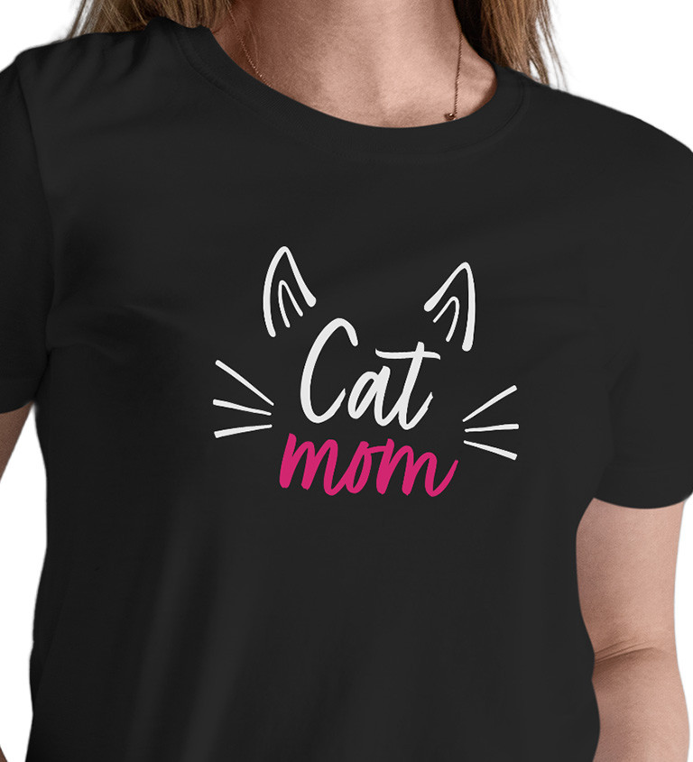 Dámske tričko čierne - Cat mom