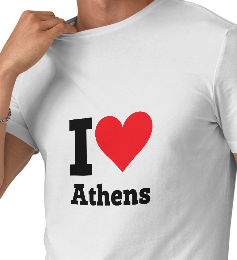 Pánske tričko biele - I love Athens