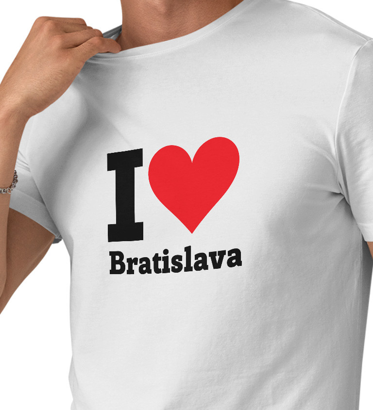 Pánske tričko biele - I love Bratislava