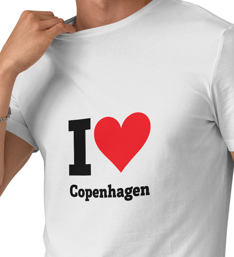 Pánske tričko biele - I love Copenhagen